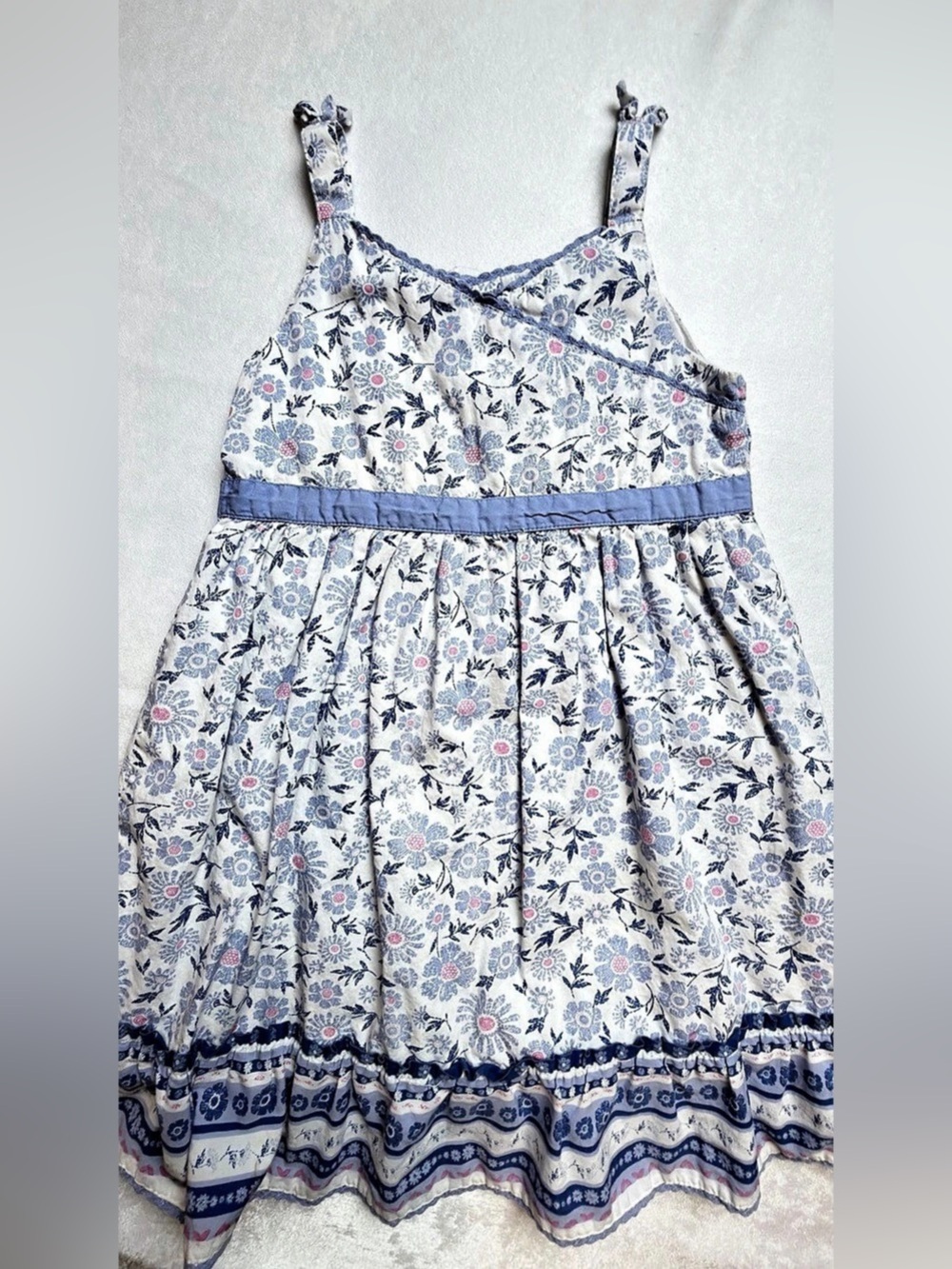 Genuine Kids Girls 3T Floral Sundress Blue & White Like New